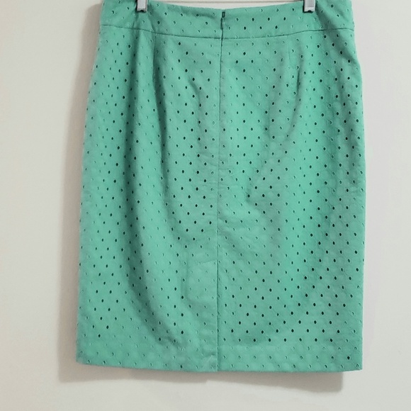 Ann Taylor Sea-Aqua Eyelet Midi Skirt, Sz 10 - Picture 3 of 7
